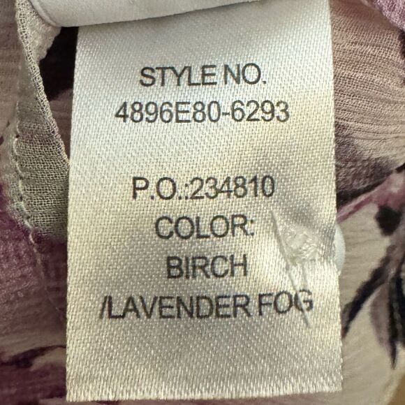 PAIGE Size Small Lavender Floral Silk Ruffle Long Sleeve Blouse - Picture 12 of 12